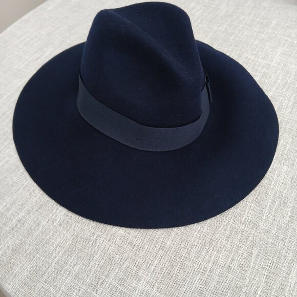 Brixton Supply Co Felted Wool Wide Brimmed Navy Fidora Hat main image 6